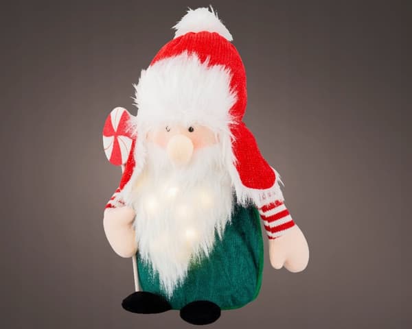 Julenisse med hat LED dekorativ figur 37 cm