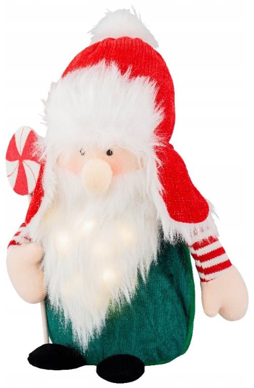 Julenisse med hat LED dekorativ figur 37 cm