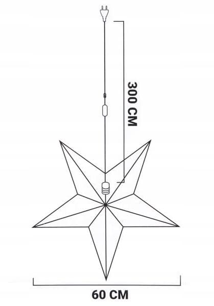 Riippuva valotähti musta paperi 60 cm