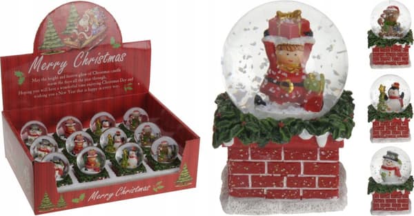 Snekugle med snemand i hat jul 6,5 x 4,7 cm