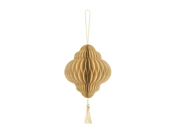 Lykta i pappersform med honungskakamotiv, beige, 13,2x15 cm (1 låda / 48 st.)