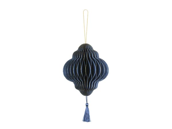 Papirkugle-lanterne i honningkage-stil, marineblå, 13,2x15 cm (1 karton / 48 stk.)