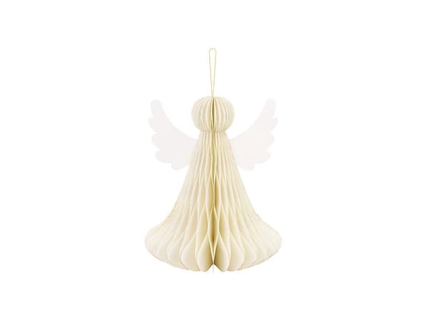 Hunajakennopaperikoriste Enkeli, norsunluunvärinen, 24 cm