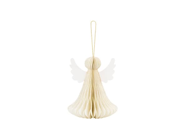 Dekoration av papper med honungskaka, ängel, elfenben, 15 cm