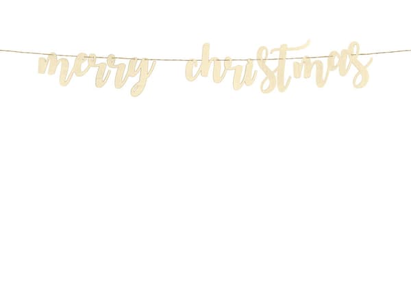 Træbanner med glædelig jul, 87x17 cm