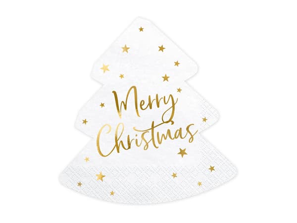 Juletræsservietter - Glædelig jul, 16x16,5 cm (1 æske / 12 pakker) (1 pakke / 20 stk.)