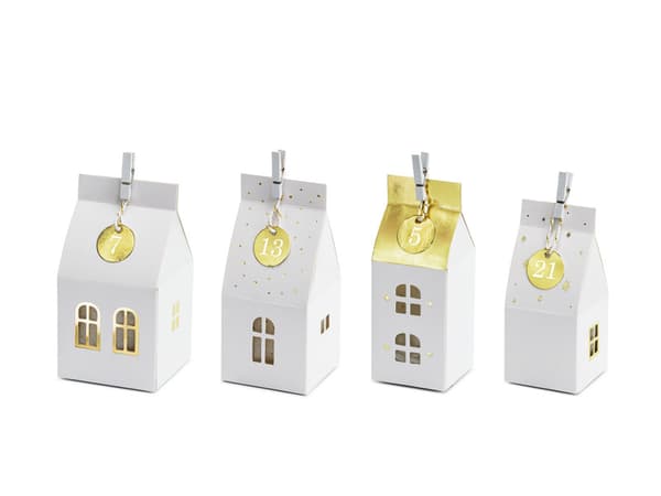 Adventskalenderhuse, mix (1 æske / 8 stk.)
