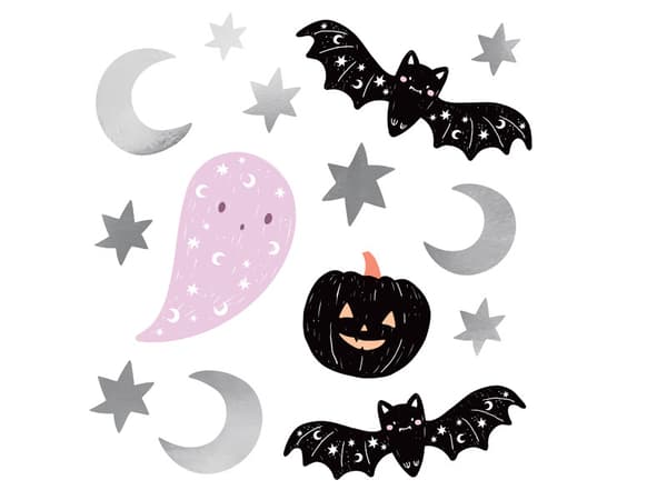 Halloween-väggklistermärken (1 förpackning / 50 förpackningar) (1 förpackning / 4 st.)