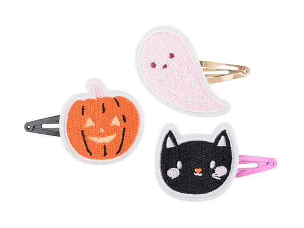 Halloween hårspænder, mix (1 æske / 48 pakker) (1 pakke / 3 stk.)