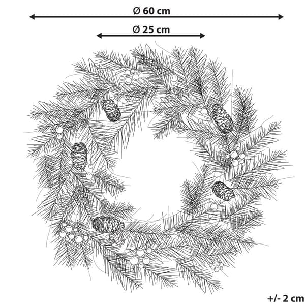 Dekorativ LED-julkrans 60 cm grön TENALA Lumarko!