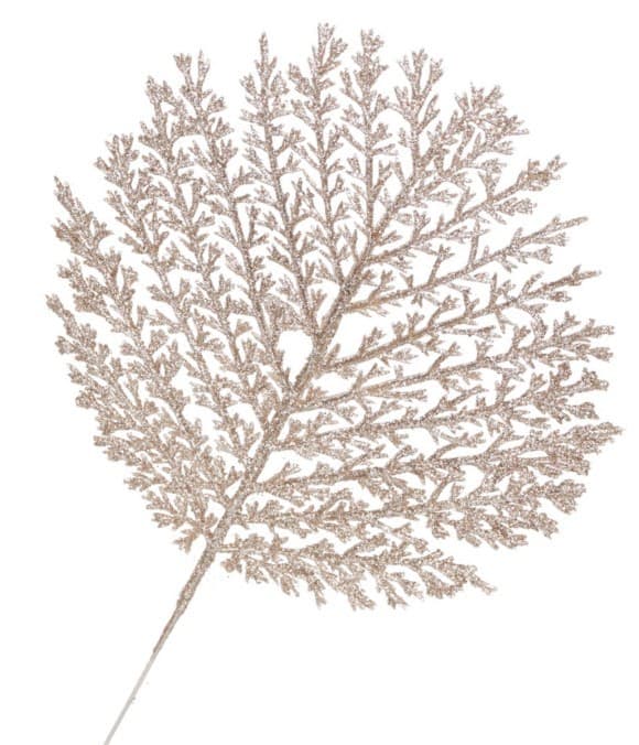 DEKORATIV KREN GULDBLAD MED GLITTER 28CM
