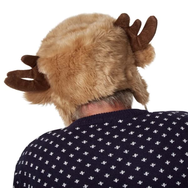 Mjuk mössa med renmotiv - brun