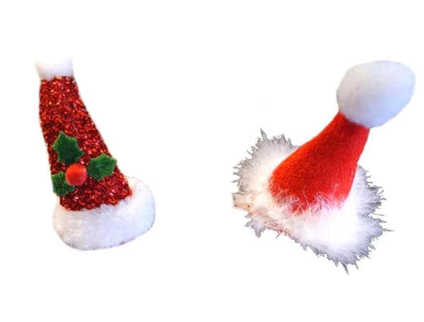 Hårspænde Julenissehue rød/glitter 2-pak 10 cm