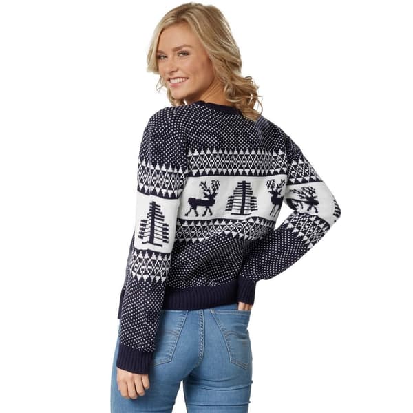 Julesweater Winterwonderland blå-hvid til kvinder