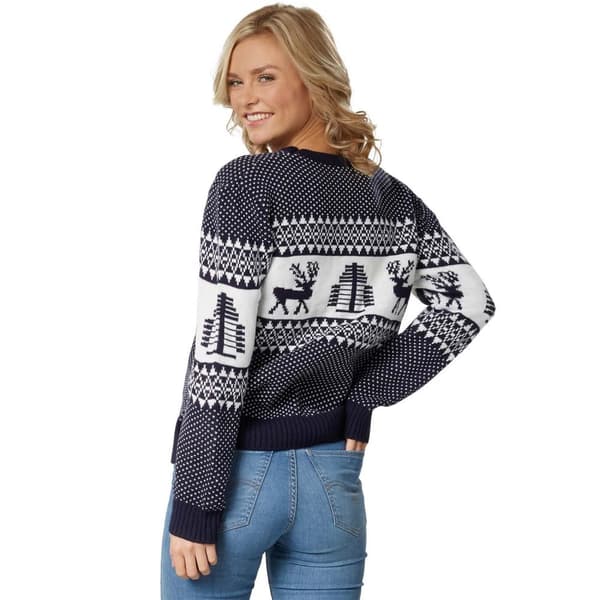 Julesweater Winterwonderland blå-hvid til kvinder