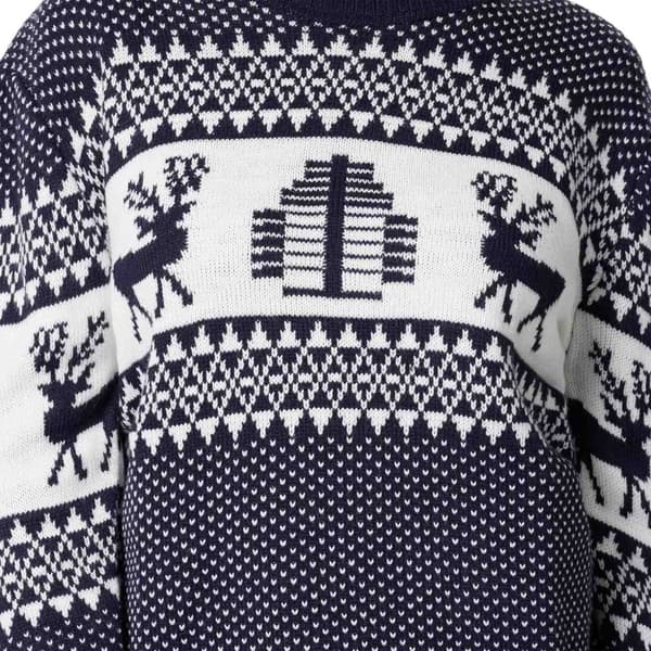 Julesweater Winterwonderland blå-hvid til kvinder