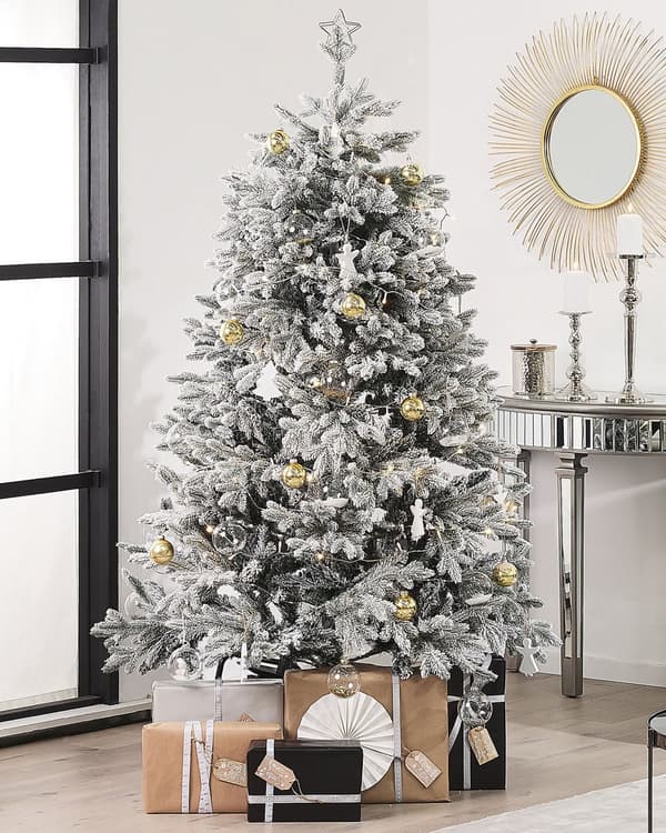 Konstgjord julgran Vit PVC Metallfot 180 cm Snöig Skandinavisk stil