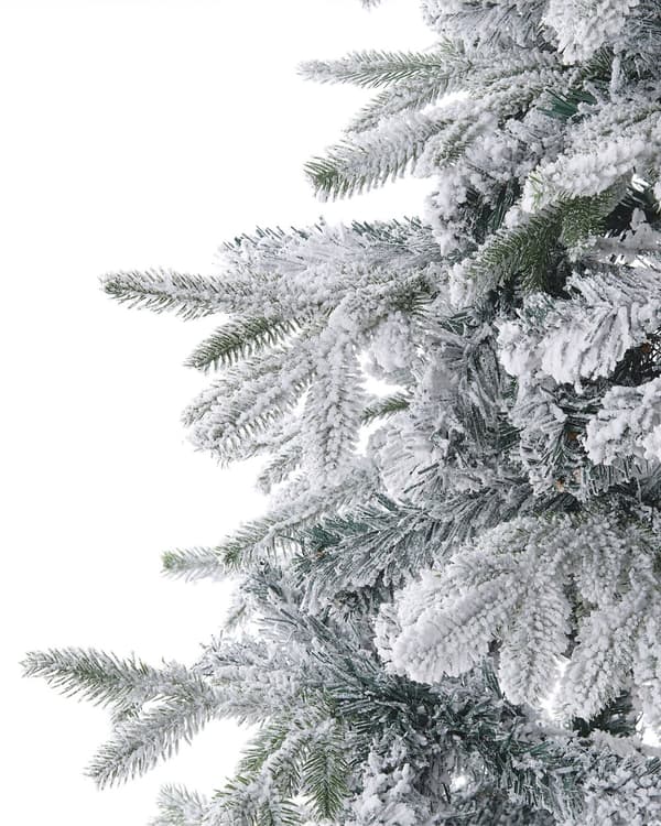 Konstgjord julgran Vit Syntet 210 cm Snöfrostad Flockade gångjärnsgrenar Högtid