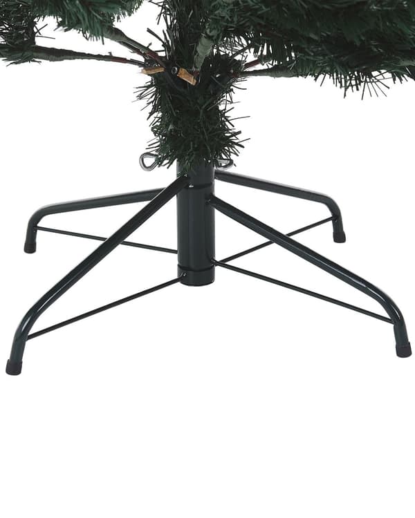 Konstgjord Julgran Grön PVC Metallbas 180 cm med kottar Järn Snöig Ekbär Traditionell