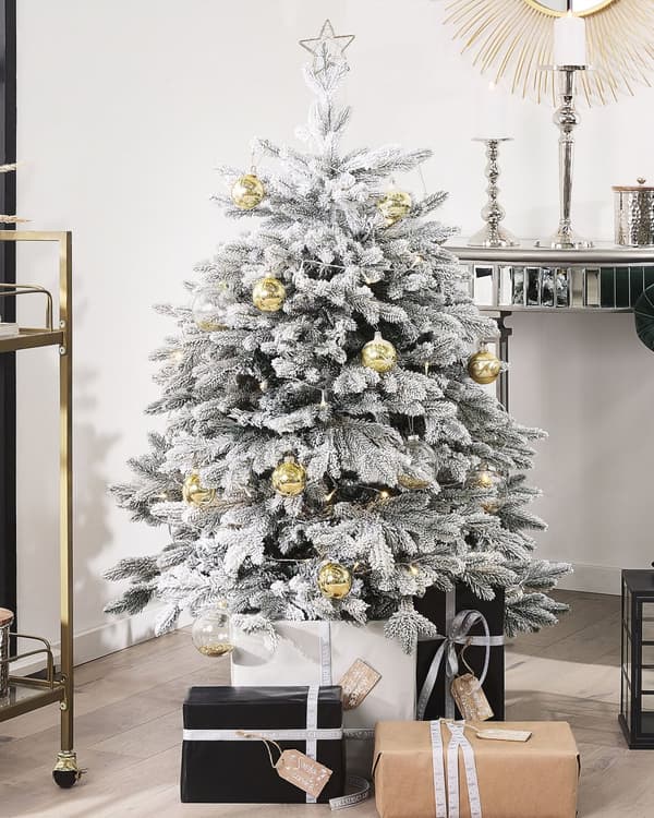 Konstgjord julgran Vit PVC Metallfot 120 cm Snöig Skandinavisk stil