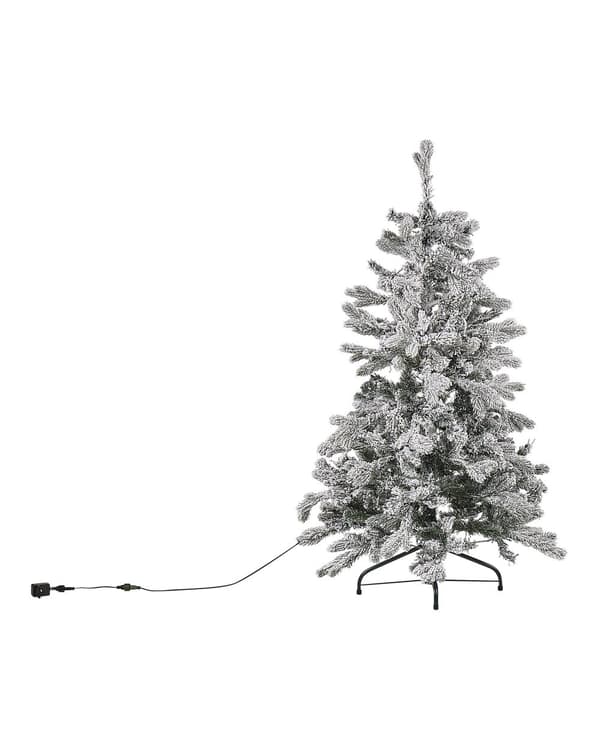 Konstgjord julgran Vit Syntetmaterial 120 cm Gångjärnsförsedda grenar LED-belysning Julpynt Högtid