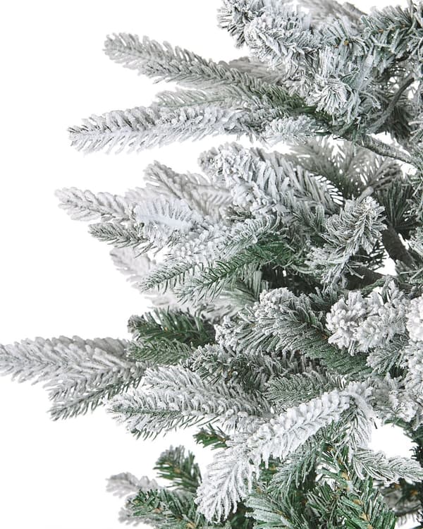 Konstgjord julgran Vit Syntet 180 cm Snötäckt Gångjärnsgrenar LED Fairy Lights Högtid Julstämning