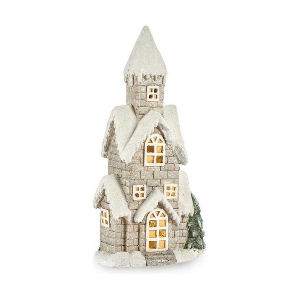 Prydnadsfigur Grå Musik Jul LED Ljus Hus Magnesium (15 x 53 x 25 cm)