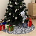 Miniatyrbillede 1 af 9: vidaXL luksuriøs skjuler til juletræsfod med julesok 90 cm stof grå -  Juletræstæpper
