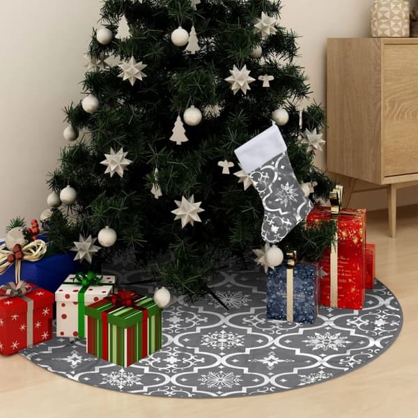 Julgransmattor - Living Julgranskrage lyxig med grå strumpa 90 cm tyg