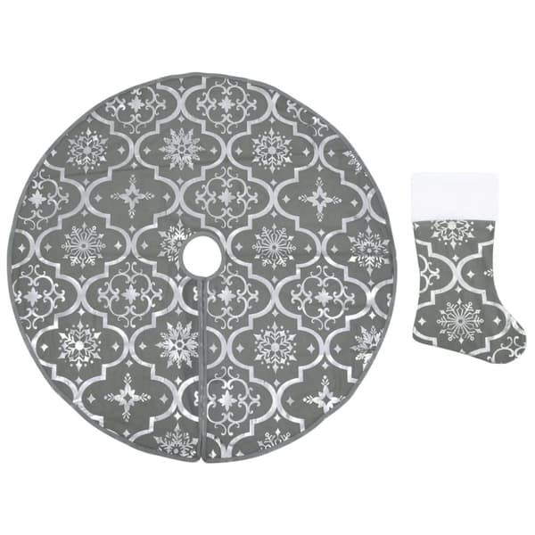 Ylellinen joulukuusen jalustapeite sukalla harmaa 90 cm kangas - Joulukuusen Jalustapeite - Joulukuusen Jalustapeitteet - Home & Living