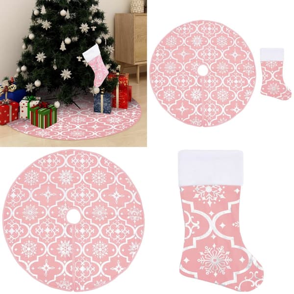 Ylellinen joulukuusen jalustapeite sukalla pinkki 122 cm kangas - Joulukuusen Jalustapeite - Joulukuusen Jalustapeitteet - Home & Living