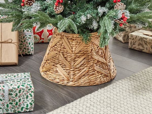 Julgranskrage Naturlig Vattenhyacint ⌀45 cm Handgjord Boho Rund Hemtillbehör Omslag för Stomme Julgran