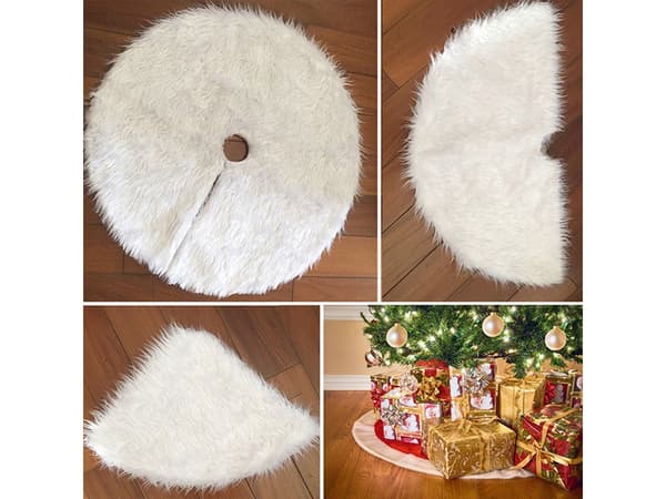 Julgransmatta vit päls 90 cm rund