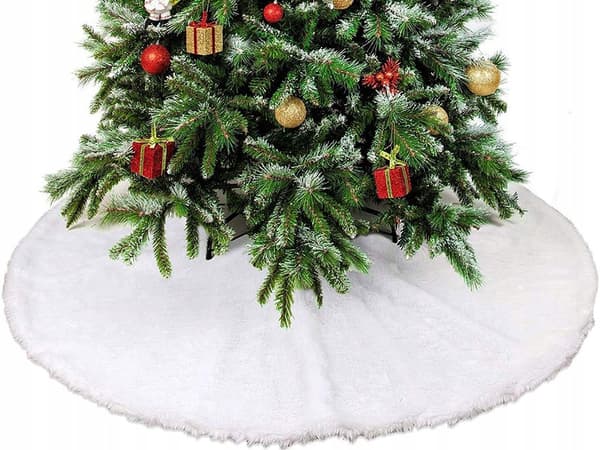 Julgransmatta vit päls 90 cm rund