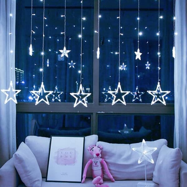 Garland CURTAIN LED joulukuusen valot riippuvat tähdet jääpuikot ikkuna STAR