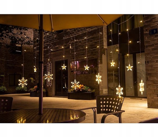 Garland CURTAIN LED juletræslys hængende stjerner istapper vindue STAR