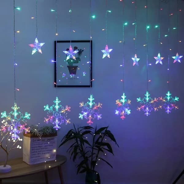 Garland CURTAIN LED joulukuusen valot riippuvat tähdet jääpuikot ikkuna STAR