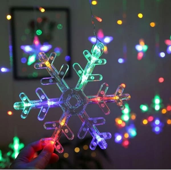 Garland CURTAIN LED joulukuusen valot riippuvat tähdet jääpuikot ikkuna STAR