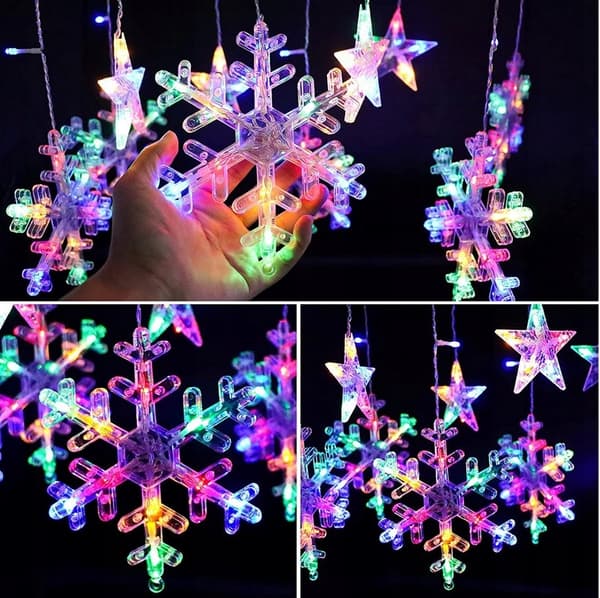 Garland CURTAIN LED joulukuusen valot riippuvat tähdet jääpuikot ikkuna STAR