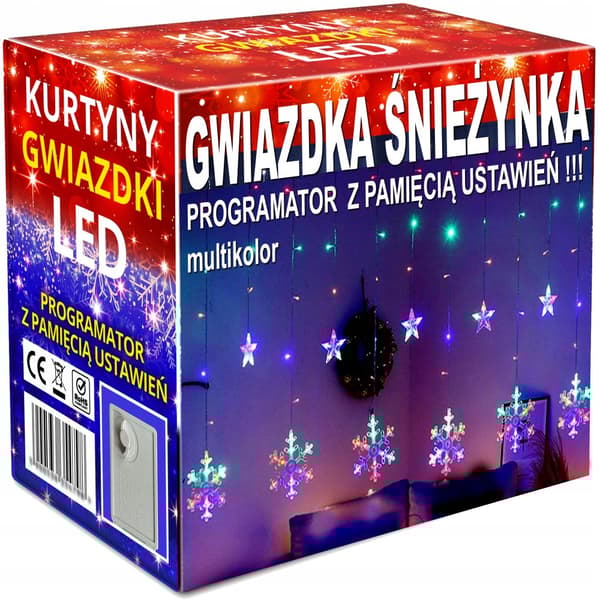 Garland CURTAIN LED joulukuusen valot riippuvat tähdet jääpuikot ikkuna STAR