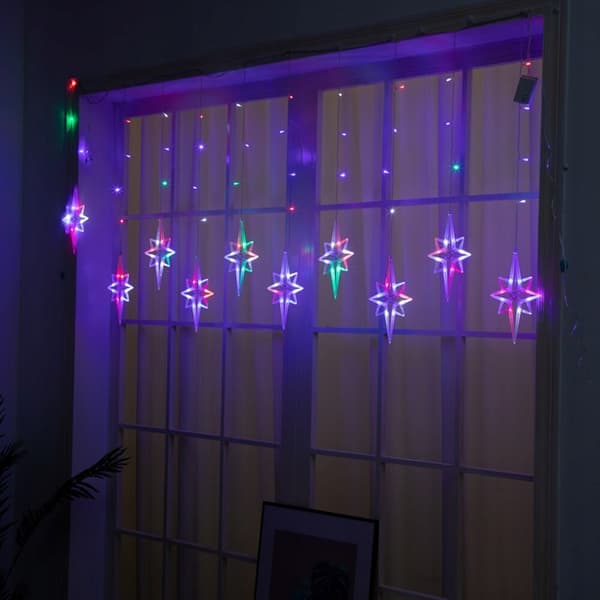 Garland CURTAIN LED joulukuusen valot riippuvat tähdet jääpuikot ikkuna STAR
