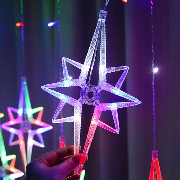Garland CURTAIN LED joulukuusen valot riippuvat tähdet jääpuikot ikkuna STAR