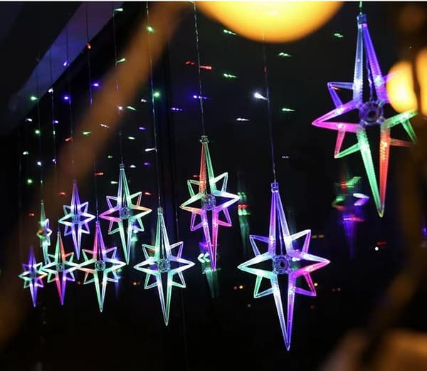 Garland CURTAIN LED joulukuusen valot riippuvat tähdet jääpuikot ikkuna STAR