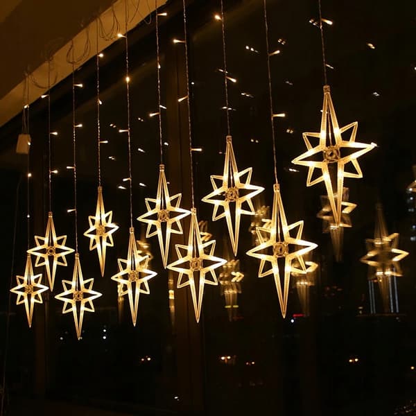 Garland CURTAIN LED joulukuusen valot riippuvat tähdet jääpuikot ikkuna STAR