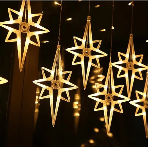 Garland CURTAIN LED joulukuusen valot riippuvat tähdet jääpuikot ikkuna STAR