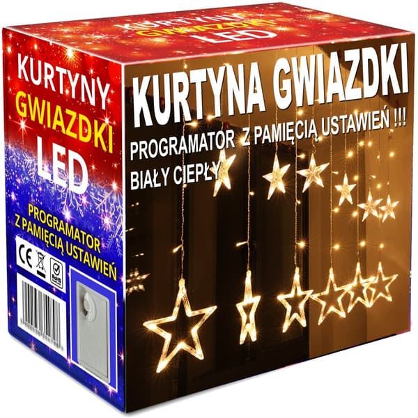 Garland CURTAIN LED joulukuusen valot riippuvat tähdet jääpuikot ikkuna STAR