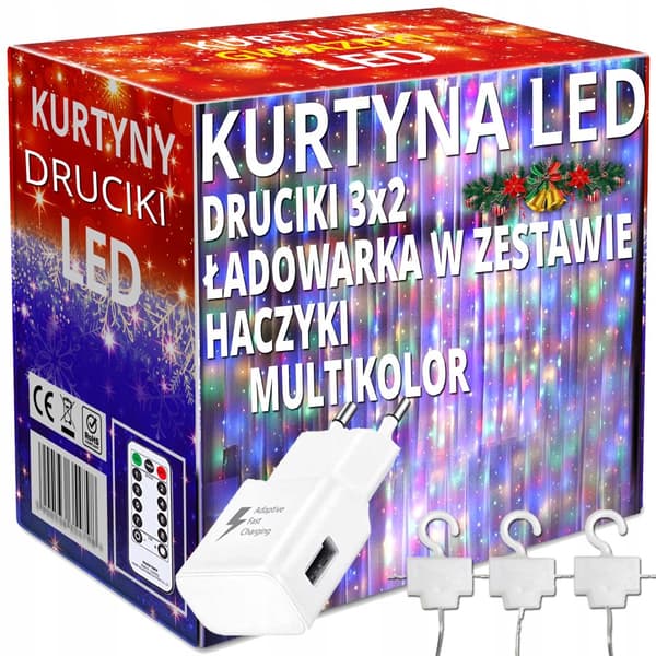 Garland CURTAIN LED juletræslys hængende istapper vinduesledninger oplader
