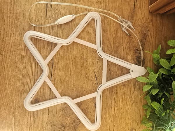 NEON LED STAR 30 cm KAKSIPUOLINEN ikkuna Joulukuusen valot pysyvä valo