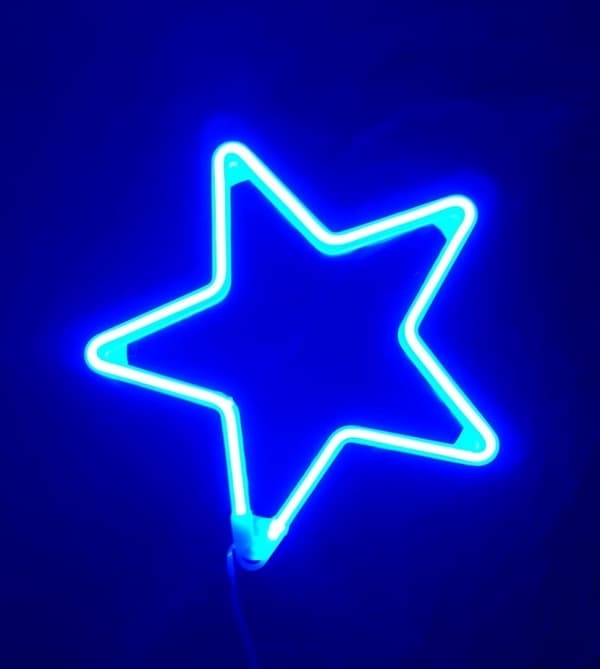 NEON LED STAR 30 cm KAKSIPUOLINEN ikkuna Joulukuusen valot pysyvä valo