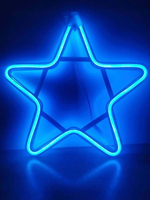 NEON LED STAR 30 cm KAKSIPUOLINEN ikkuna Joulukuusen valot pysyvä valo